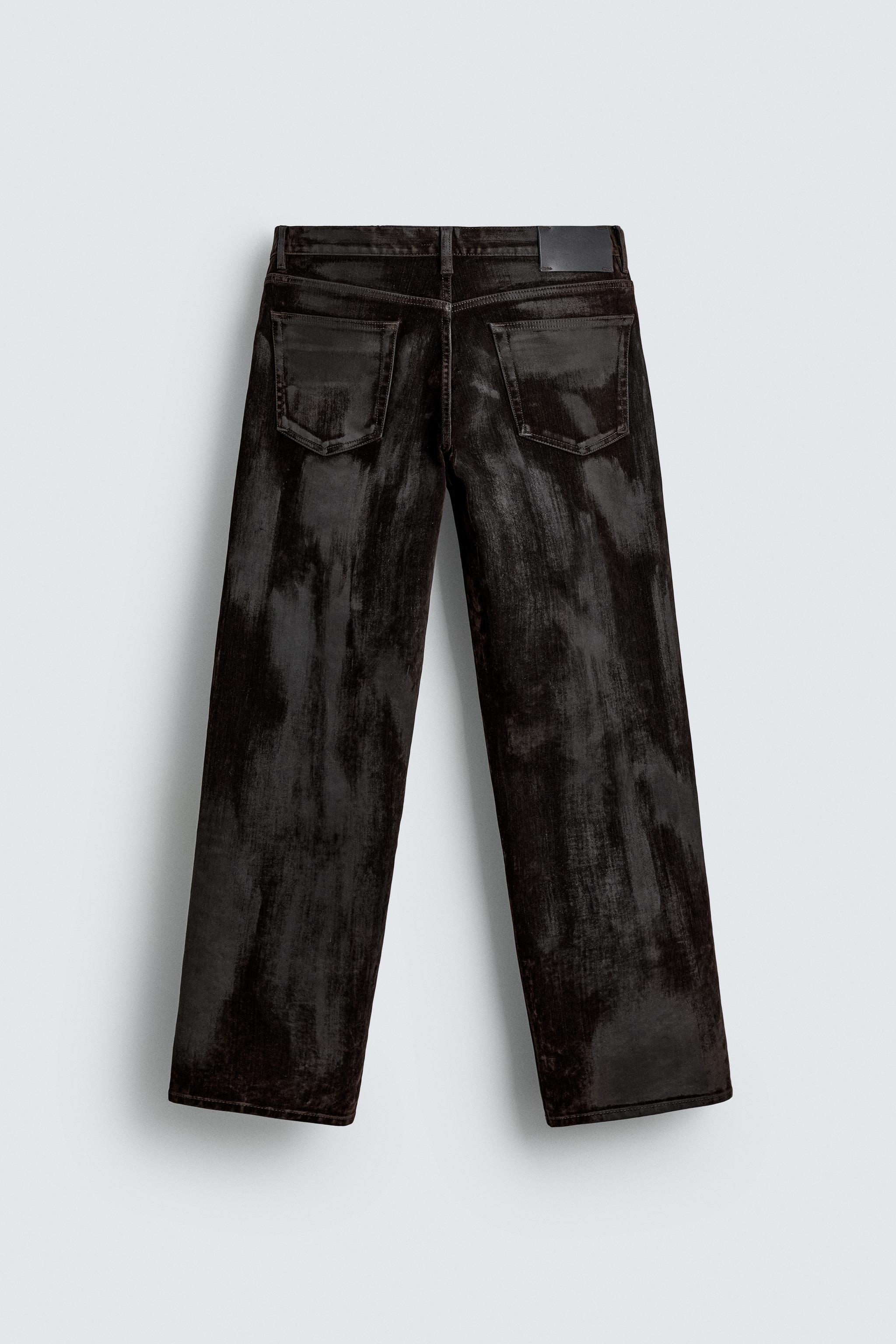 FLOCKED STRAIGHT FIT JEANS